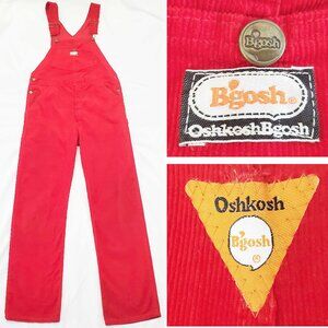 Oshkosh B'gosh Vintage 70s / 80s Unisex Red Corduroy Overalls Talon Zipper